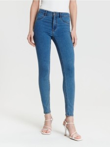 Jeansy skinny mid waist - niebieski