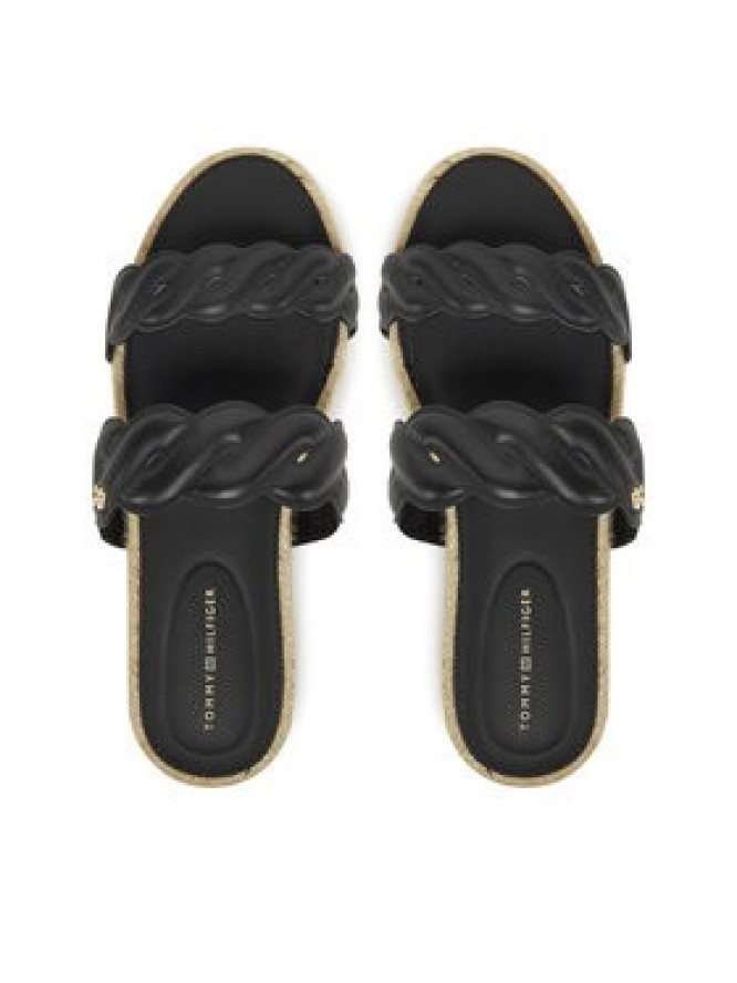 Tommy Hilfiger Espadryle Leather Rope Espadrille Mule FW0FW08503 Czarny