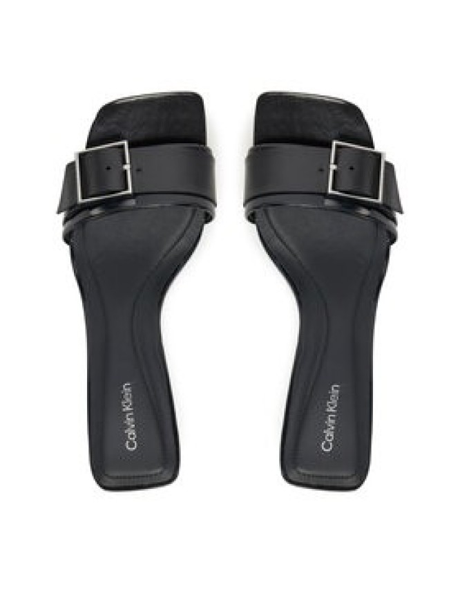 Calvin Klein Klapki Heel Mule 50 W/Buckle - Lth HW0HW02478 Czarny