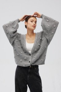 Kardigan zapinany na guziki w kolorze GREY - BUBLE