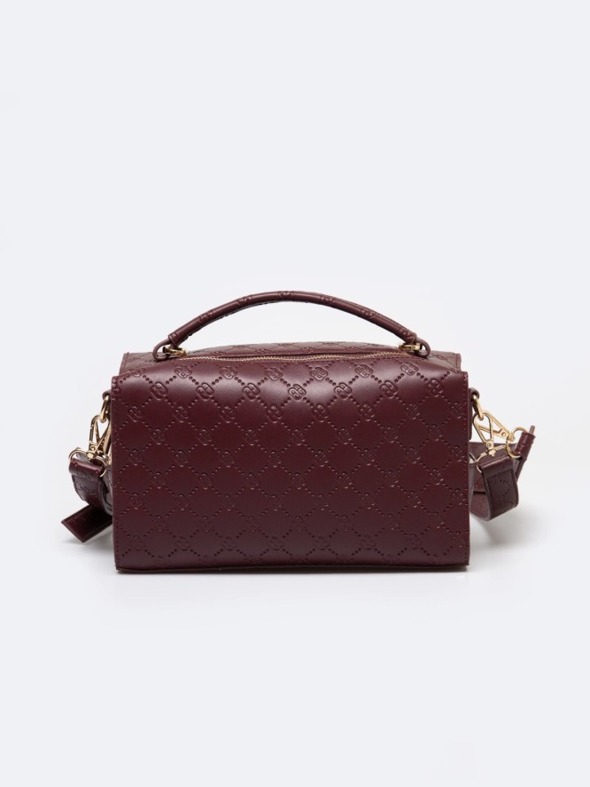 Torebka damska z ozdobnym tłoczeniem bordowa Lisetta 604