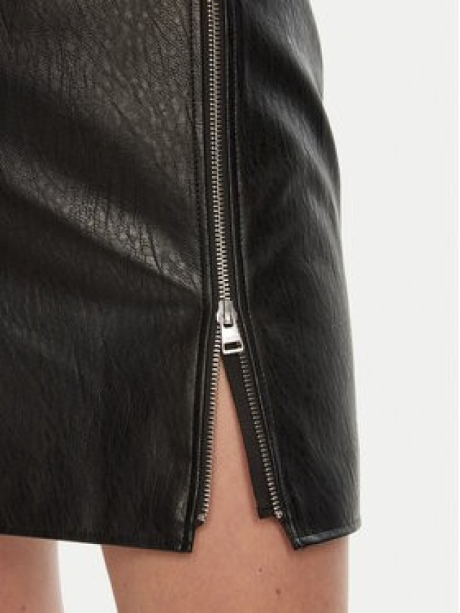 HUGO Spódnica skórzana mini 50533859 Czarny Regular Fit