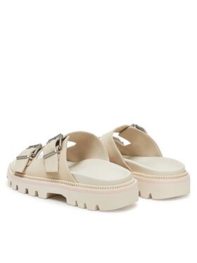 Tommy Jeans Klapki Double Strap Sandal Suede EN0EN02797 Écru