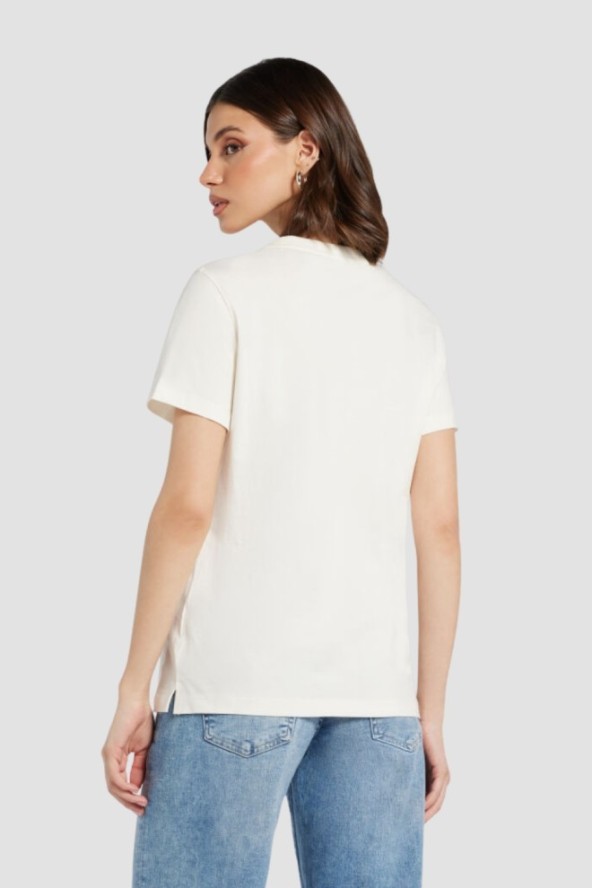 GUESS Biały t-shirt damski Love Tee, Rozmiar XS