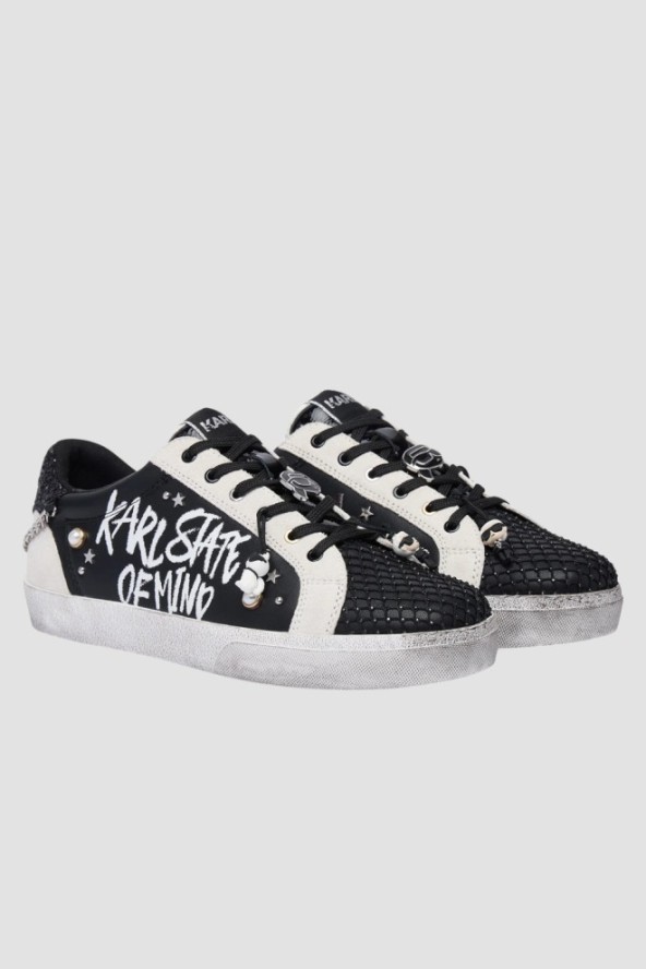 KARL LAGERFELD Czarno-białe damskie trampki SKOOL KARL STATE OF MIND, Rozmiar 39