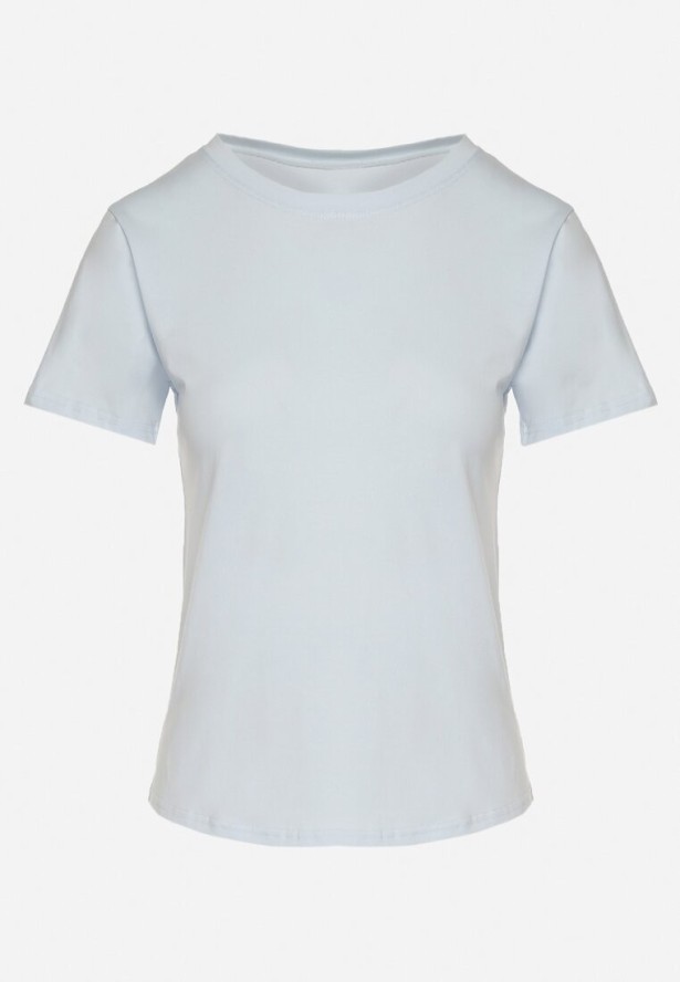 Jasnoniebieski Klasyczny T-shirt z Bawełny Lorali