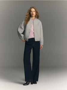 Kurtka bomberka z wełną - szary