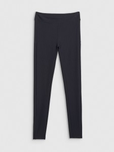 4F Legginsy dzianinowe prążkowane damskie - czarne L