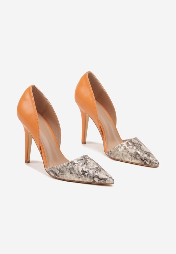 Pomarańczowe Szpilki z Motywem Wężowym Elaniwena