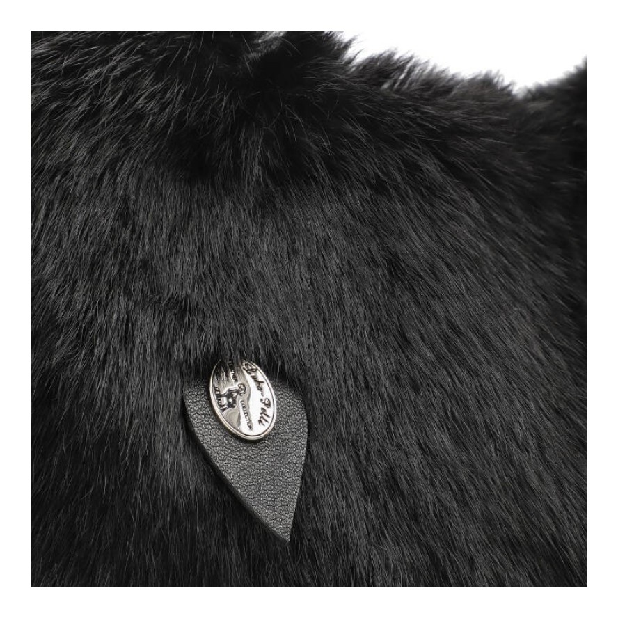 Czarna Torebka Damska Luka-Pelli Z Naturalnym Futrem Z Królika