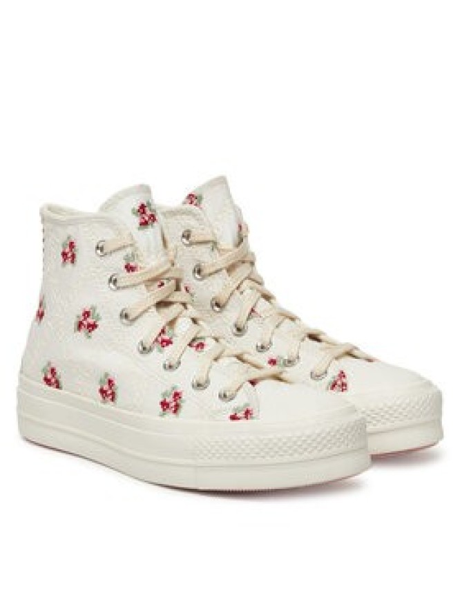 Converse Trampki Chuck Taylor All Star Lift Platform Rose Cross Stitch A13659C Biały