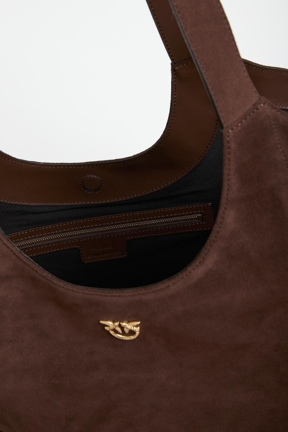 Torebka damska zamszowa skóra shooper PINKO