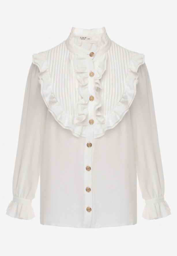 Biała Koszula z Żabotem i Falbankami Livjos