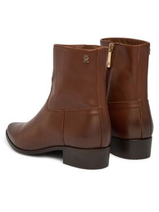 Tommy Hilfiger Botki Leather Ankle Boot W Zip FW0FW09921 Brązowy