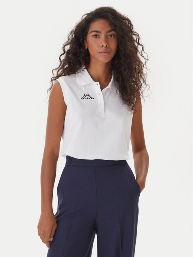Kappa Polo Logo Tennis 302LR20 Biały Slim Fit