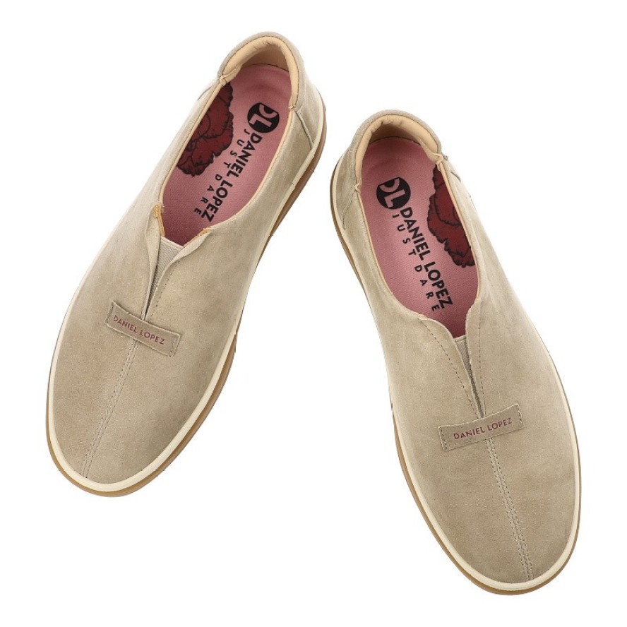 Mokasyny damskie Daniel Lopez, zamszowa cholewka wsuwany fason minimalistyczny design gruba elastyczna podeszwa okrągły nosek,beżowe, TT2D4084
