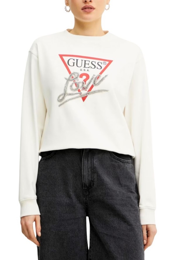 GUESS Biała bluza damska Love, Rozmiar L