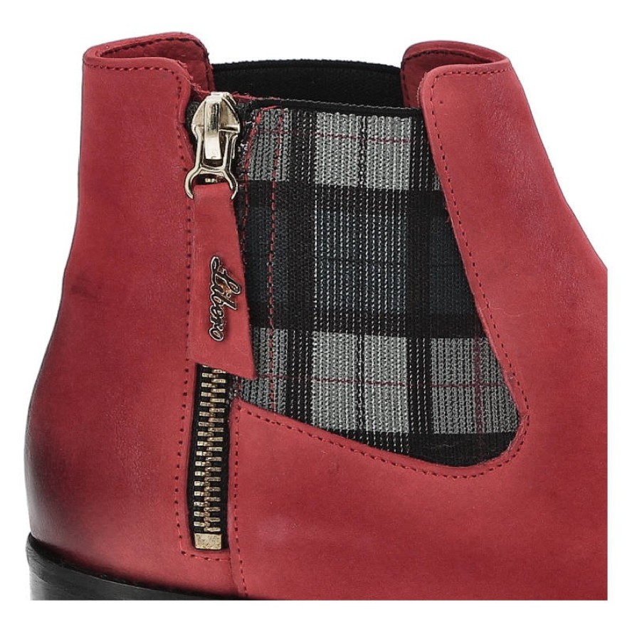 Czerwone Botki Libero Damskie Stylowe Obuwie