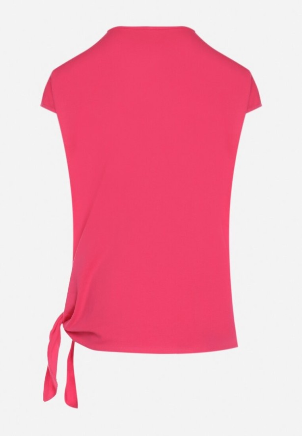 Różowy Bawełniany T-shirt z Wiązaniem Falmio