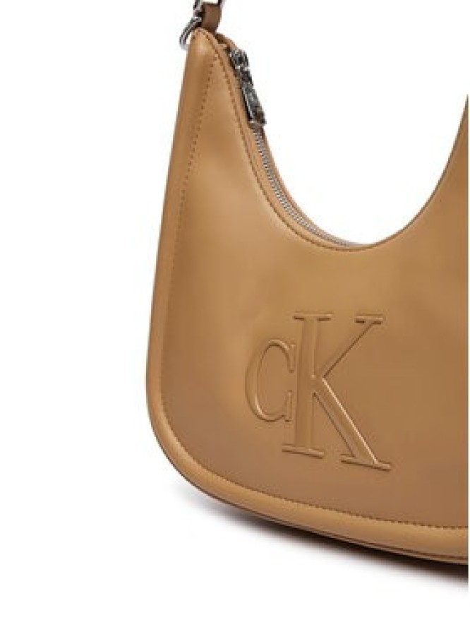 Calvin Klein Torebka Bold Ck Small Crescent LV04F3561G Beżowy