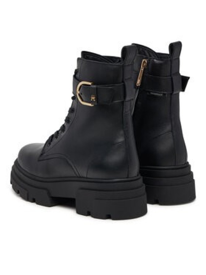 Tommy Hilfiger Trapery Leather Th Buckled Lace-Up Boot FW0FW09550 Czarny