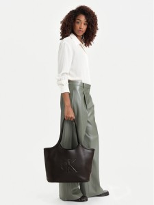 Calvin Klein Torebka Bold Ck Shopper LV04F3562G Bordowy