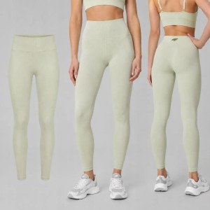 LEGGINSY DAMSKIE 4F TENINGOWE SZYBKOSCHNĄCE Z WYSOKIM STANEM KOLOR ZIELONY
