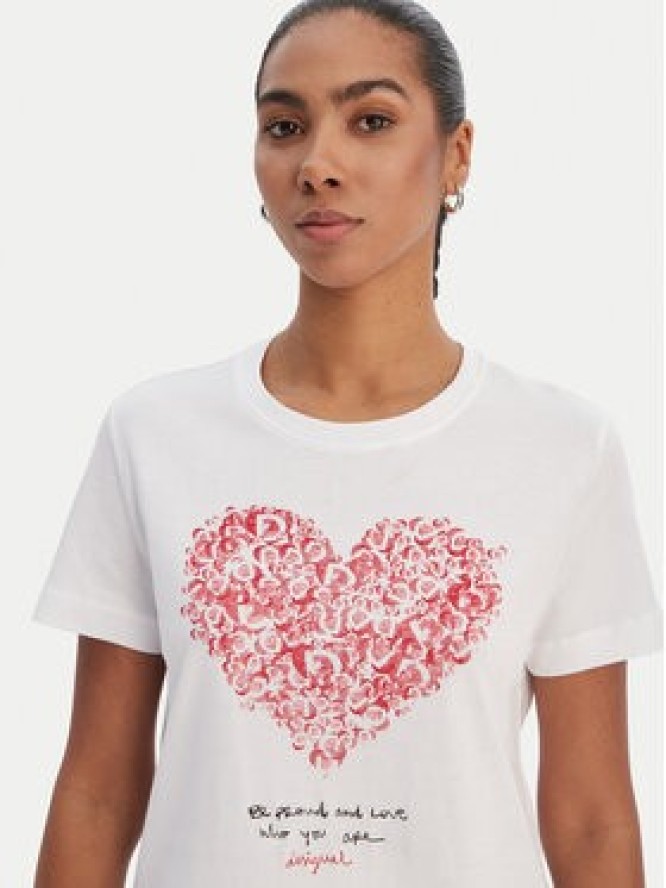 Desigual T-Shirt 26SWTK06 Biały Regular Fit