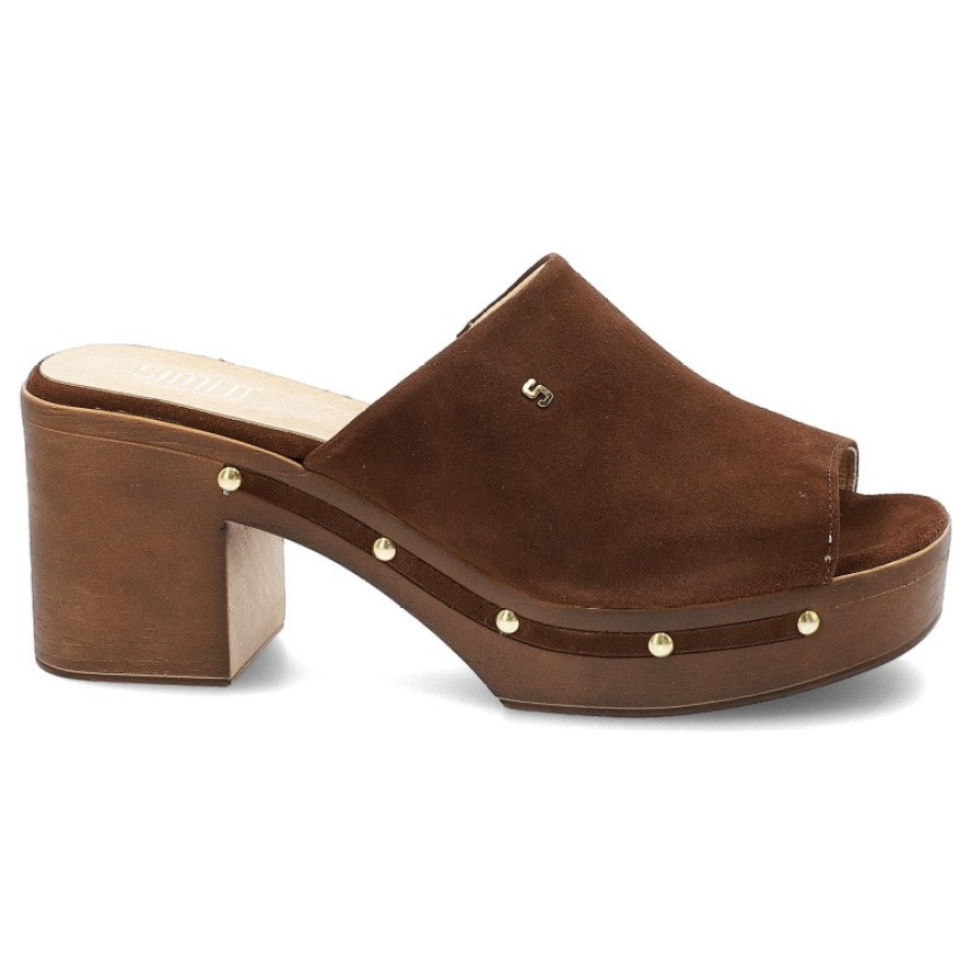 Brązowe Klapki Simen Eleganckie Obuwie Damskie