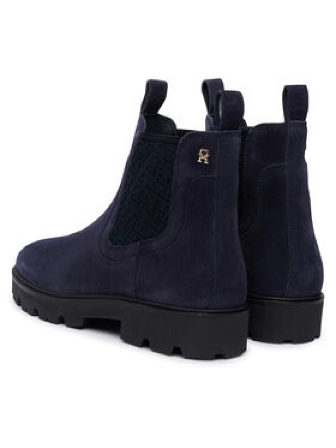 Tommy Hilfiger Sztyblety Th Monogram Suede Chelsea Boot FW0FW09563 Granatowy