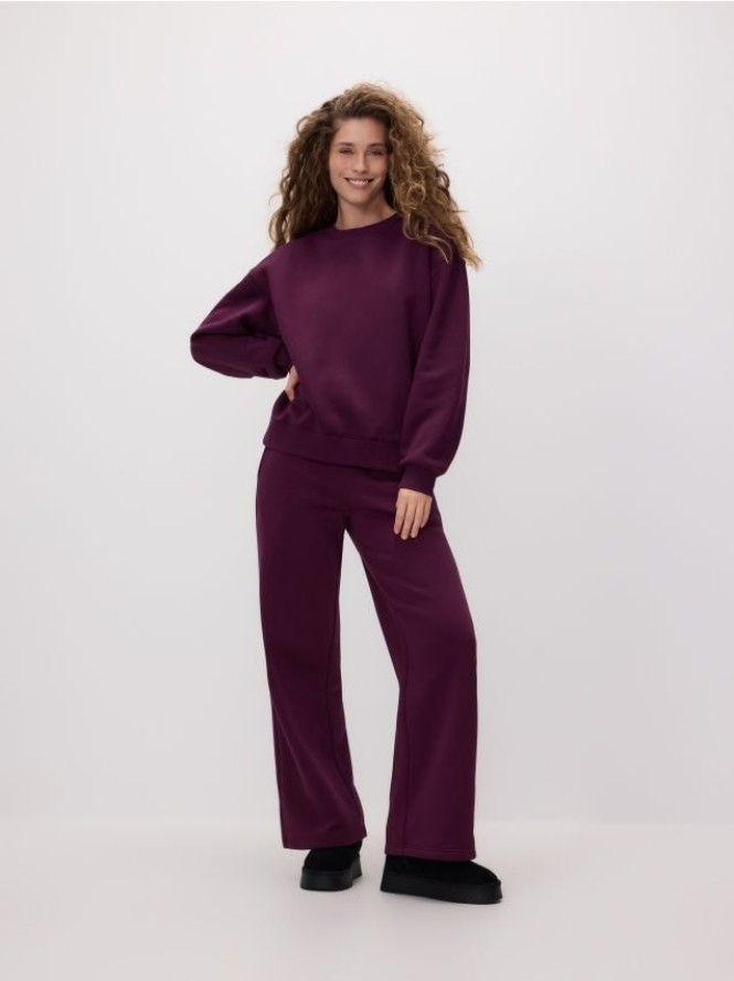 Gładka bluza z bawełną - ciemnofioletowy