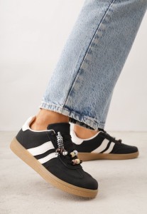 Czarne Sneakersy Typu Tenisówki Ozdobione Koralikami Daemeli