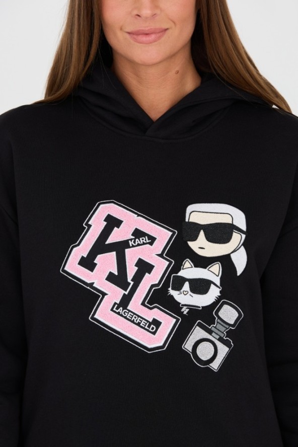 KARL LAGERFELD Czarna damska bluza Ikonik, Rozmiar L