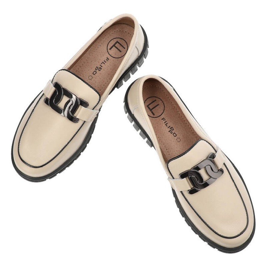 Beżowe Półbuty Filippo Wygodne Obuwie Damskie