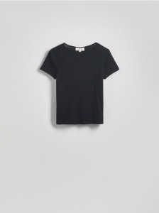 Bawełniany t-shirt slim fit - czarny