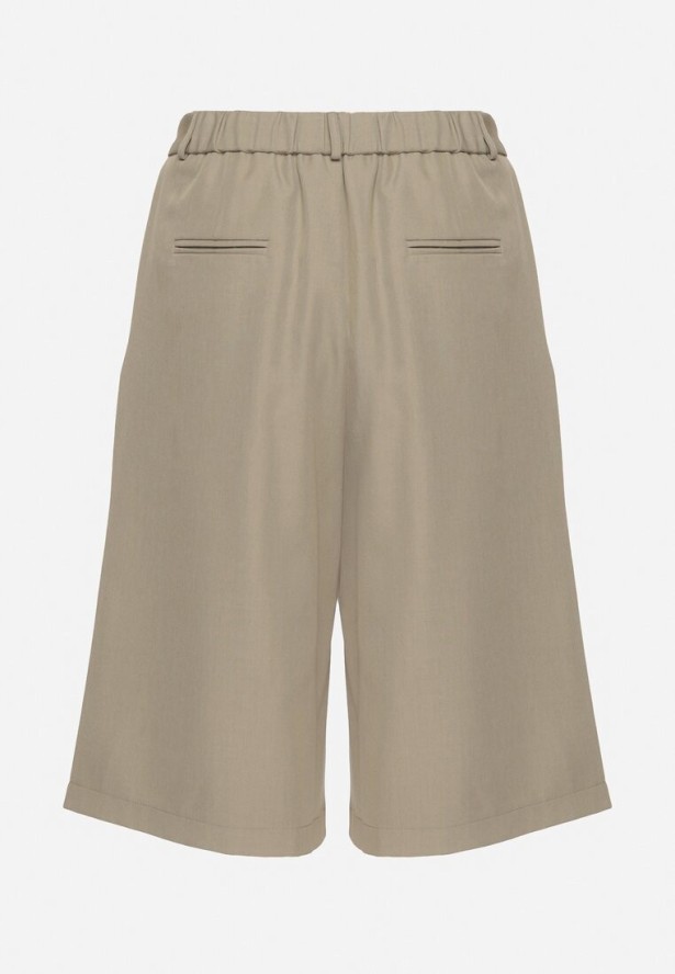 Jasnozielone Szorty Bermudy o Szerokim Kroju z Zakładkami Sondira