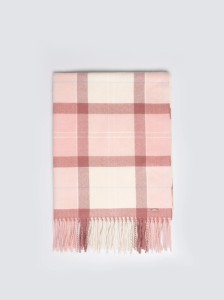 Szal damski w kratę różowy Saikas 601