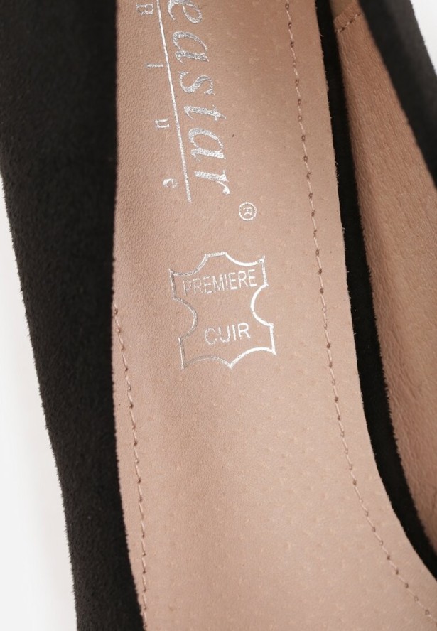 Czarne Czółenka ze Skórzaną Wkładką na Wysokim Słupku Keshi