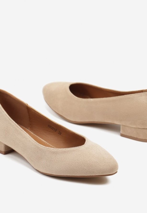 Ciemnobeżowe Płaskie Czółenka w Klasycznym Stylu Doniveira