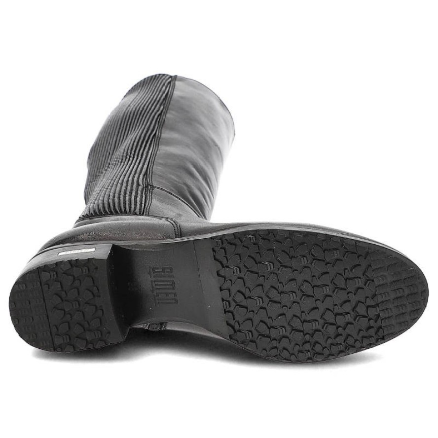 Czarne Kozaki Simen Ocieplane Skórzane Buty Damskie