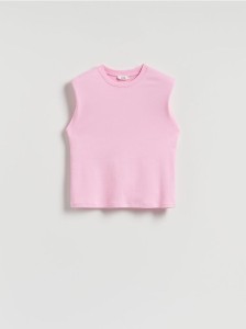 T-shirt z poduszkami na ramionach - różowy