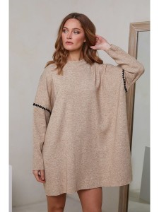 Joséfine Sukienka dzianinowa w kolorze beżowym rozmiar: S