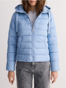 Pikowana kurtka z kapturem - jasnoniebieski