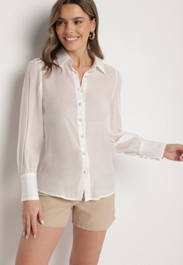 Biała Klasyczna Koszula z Wiskozą Linarina