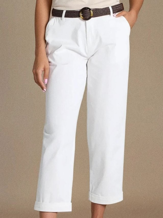 Spodnie z paskiem - kremowy