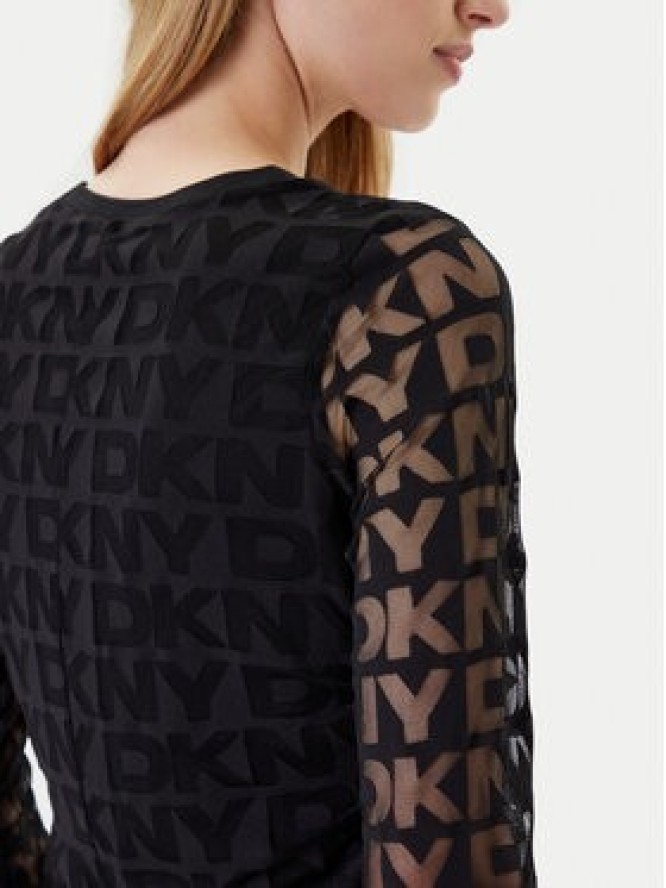 DKNY Bluzka P53HFWMF Czarny Regular Fit