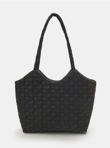 Pikowana torba shopper - czarny