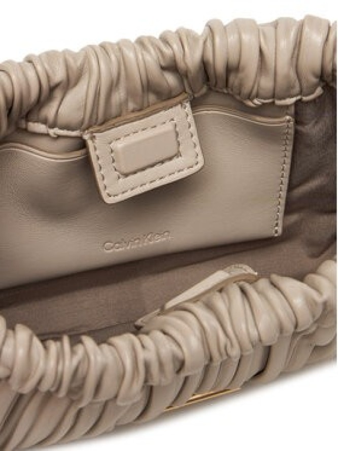 Calvin Klein Torebka Plisse Mini Drawstring Bag LV04F3077G Écru