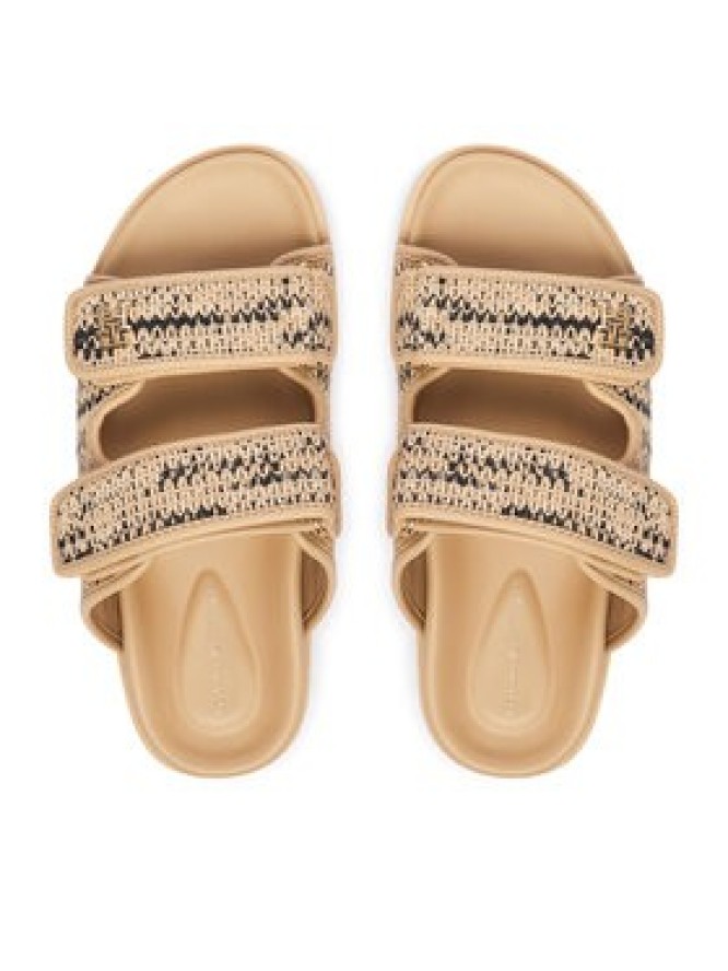 Tommy Hilfiger Klapki Double Strap Raffia FW0FW09122 Beżowy