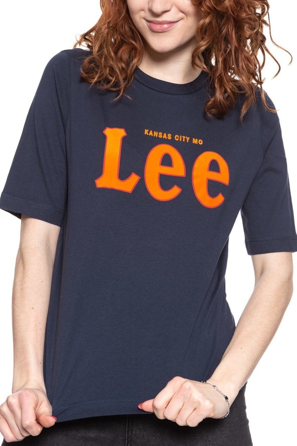 LEE T SHIRT DAMSKI TEE MIDNIGHT NAVY L43RAIMA 112109732